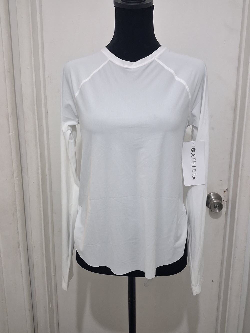 Athleta White Long-Sleeve Raglan Performance Tee
